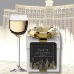 Sticker Carré Or élégant Merci Ciel de Las Vegas<br><div class="desc">Cet autocollant élégant est parfait pour votre mariage à Las Vegas,  votre renouvellement de vœux ou votre anniversaire. Remerciez vos invités avec style !</div>