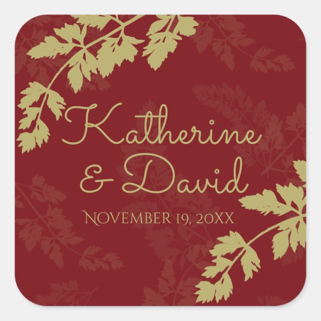 Sticker Carré Or Feuille (Devant)