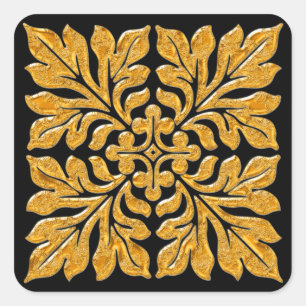 Sticker Carré Or lumineux brillant de tuile anglaise antique