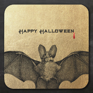 Sticker Carré Or Vampire Bat Halloween