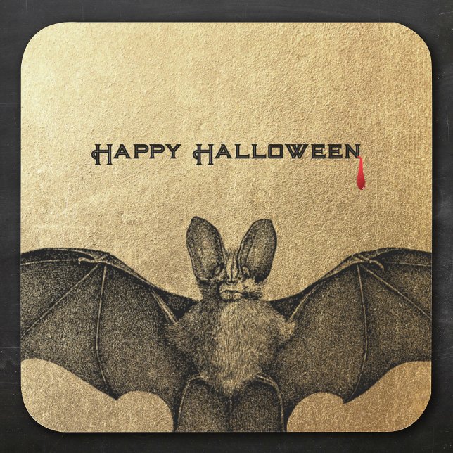 Sticker Carré Or Vampire Bat Halloween (Créateur téléchargé)