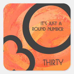 Sticker Carré Orange 30 décades Anniversaire