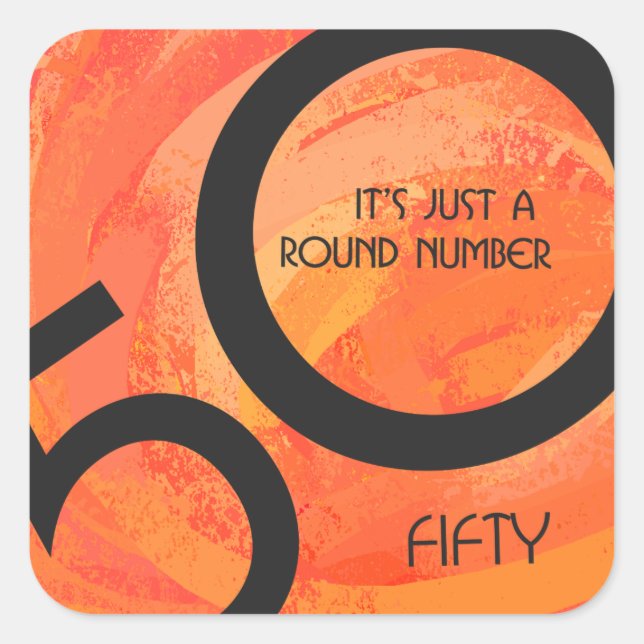 Sticker Carré Orange 50 Anniversaire de la Décennie (Devant)