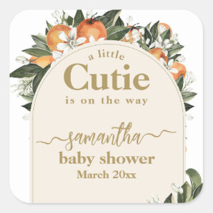 Sticker Carré Orange agrumes grenery Petit Baby shower cuite