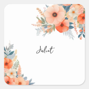 Sticker Carré Orange Années 70 80 90 Rose Coloré Baby Shower Mar