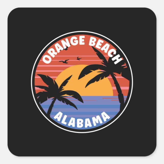 Sticker Carré Orange Beach Alabama Sunset Paradise (Devant)