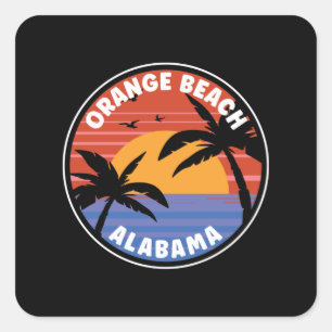Sticker Carré Orange Beach Alabama Sunset Paradise