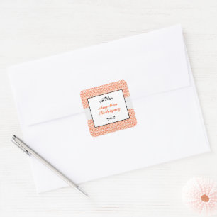Sticker Carré Orange Damask Pattern Graduation