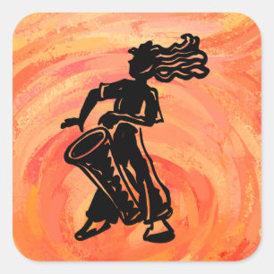 Sticker Carré Orange de Drum Nights de New York