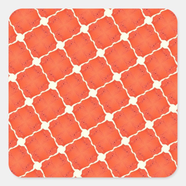 Sticker Carré Orange Fishing Net Mosaic Grille Carrelage Cadeaux (Devant)