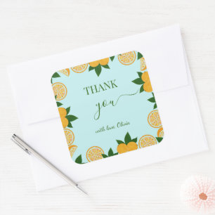 Sticker Carré Orange Fruit Fruit Baby shower frais Cadeau
