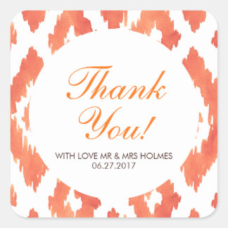 Sticker Carré Orange Ikat Merci