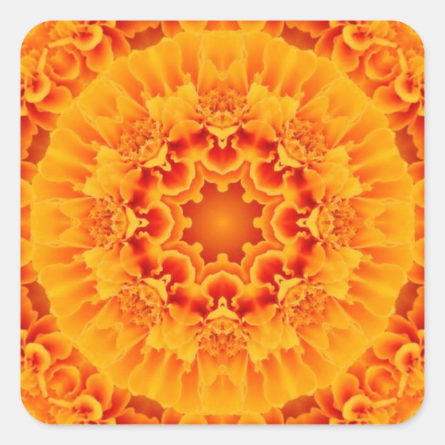 Sticker Carré Orange Marigold Mandala (Devant)