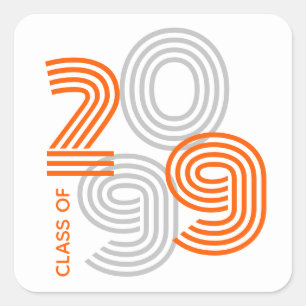 Sticker Carré Orange Retro Big Numéros Classe de