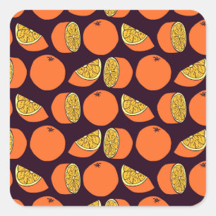 Sticker Carré Oranges sans couture motif, texture vintage.