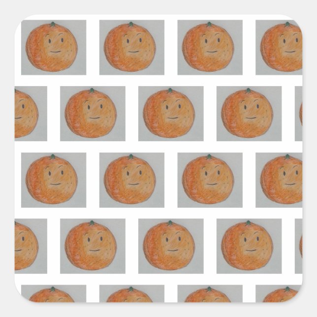 Sticker Carré Oranges tangerines mandarines agrumes mignons (Devant)