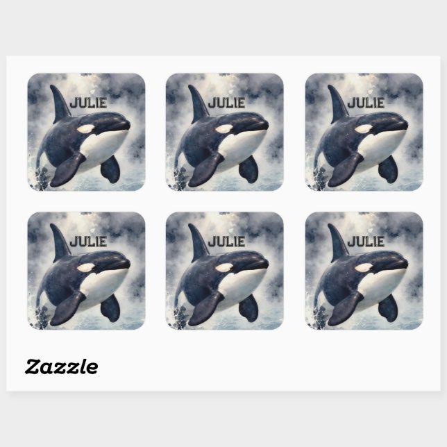 Sticker Carré  Orca Stormy waves, Personalized (Feuille)
