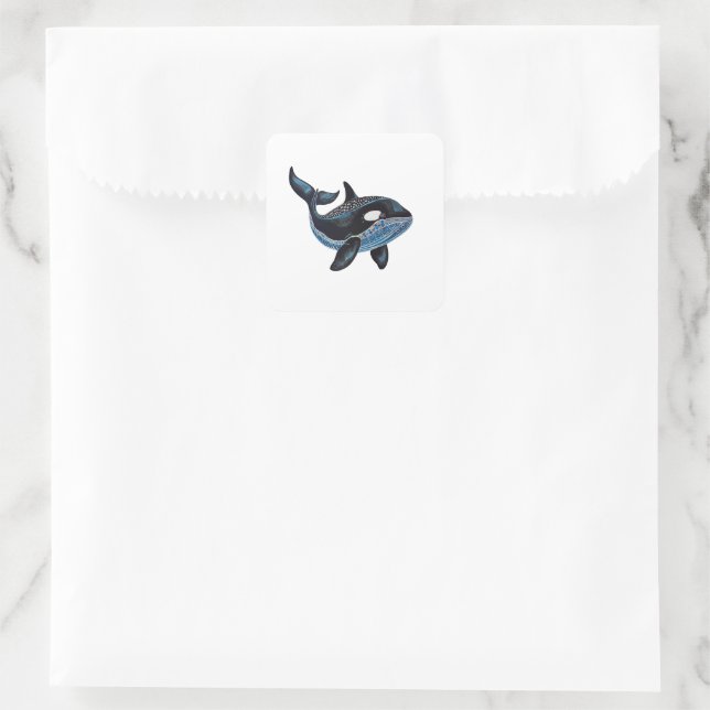 Sticker Carré Orca Whale - Art populaire (Sac)