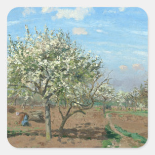 Sticker Carré Orchard à Bloom, Louveciennes Camille Pissarro