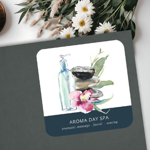 STICKER CARRÉ ORCHID STONE BAMBOO WATERCOLOR SPA MASSAGE THÉRAPI