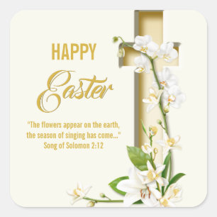 Sticker Carré Orchidée Lily Printemps Pâques