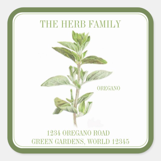 Sticker Carré OREGANO FRAIS Gros Carré - Vert (Devant)