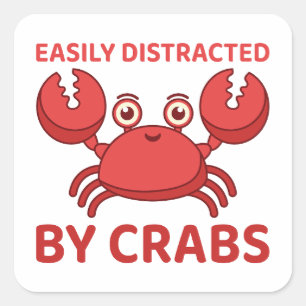 Sticker Carré Oreille De Crabe Facilement Distrait Par Les Crabe