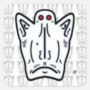 Sticker Carré Oreilles rouges oreilles pointues créature semblab