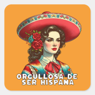 Sticker Carré Orgullosa de ser Hispana Patrimoine hispanique Esp