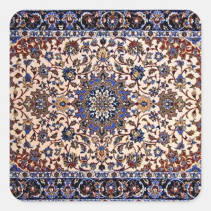 Sticker Carré Oriental Antique Perse Turc Tapis bleu