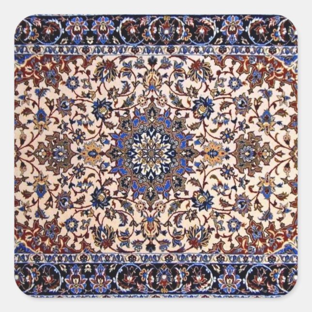 Sticker Carré Oriental Antique Perse Turc Tapis bleu (Devant)