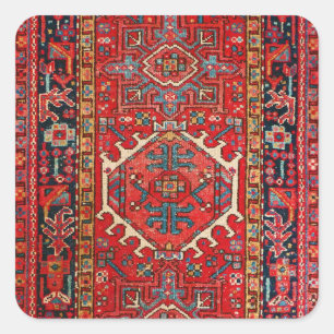 Sticker Carré Oriental Perse, Motif Turc, Rouge