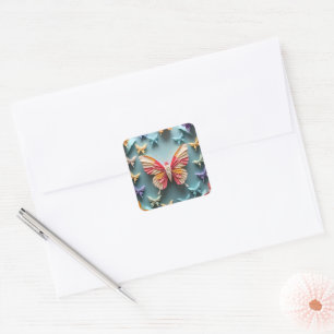 Sticker Carré Origami papillon