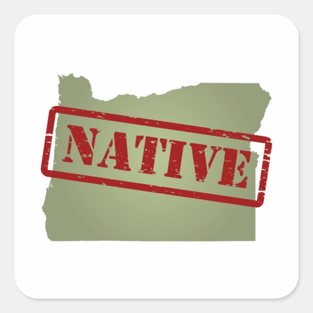 Sticker Carré Originaire de l'Oregon avec carte de l'Oregon (Devant)