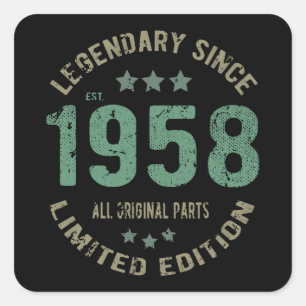 Sticker Carré Original depuis 1958 Cadeau d'anniversaire de lége