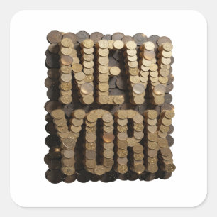 Sticker Carré Orignal Gold NEW YORK Style Vinyl