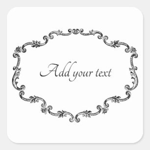 Sticker Carré Ornat Vintage Ajouter votre ticker Carré de texte