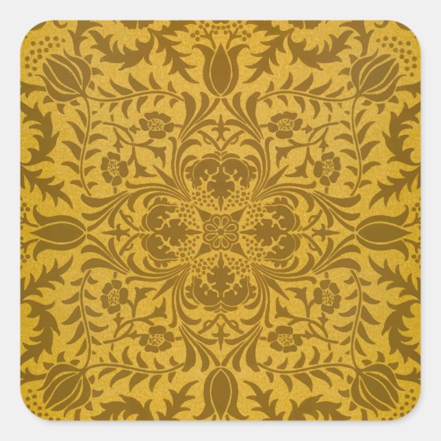 Sticker Carré Ornate gold floral pattern with symmetrical (Devant)