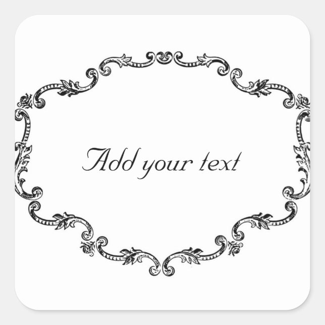 Sticker Carré Ornate Vintage Frame personnalisable (Devant)