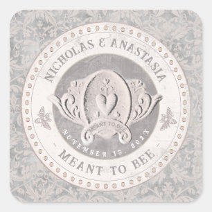 Sticker Carré Ornate Vintage signifiant pour abeille Embossée De