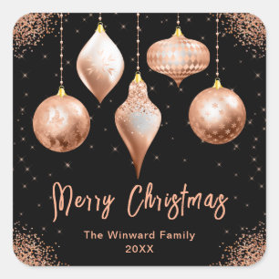 Sticker Carré Ornement Classique Rose Gold Noël