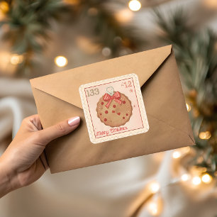 Sticker Carré Ornement de biscuit de Noël vintage