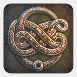 Sticker Carré Ornement de serpents entrelacés celtes