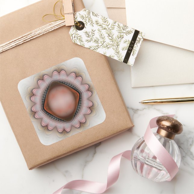 Sticker Carré Ornement en cristal rouge brillant (Cadeaux)