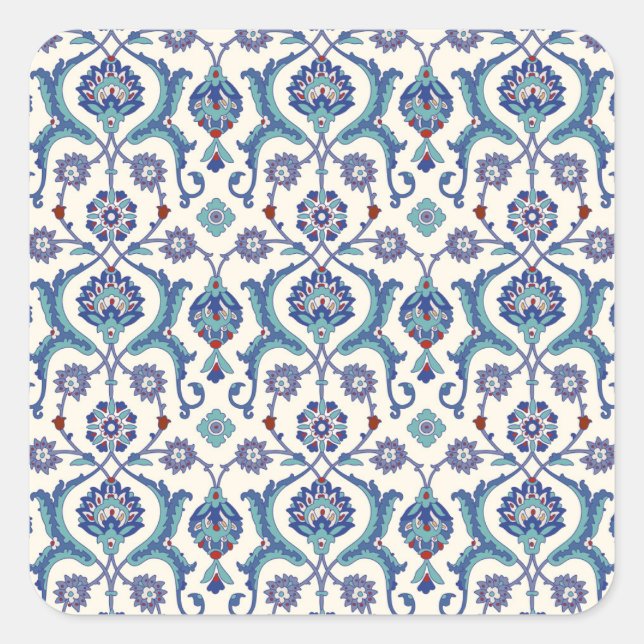 Sticker Carré Ornement floral : Motif arabe traditionnel. (Devant)