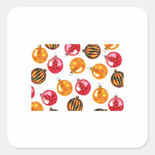 Sticker Carré Ornements d'arbre de Noël 28 (Devant)