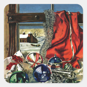 Sticker Carré Ornements de Noël