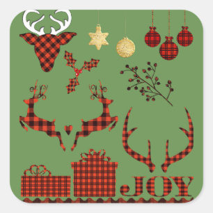 Sticker Carré Ornements de Noël