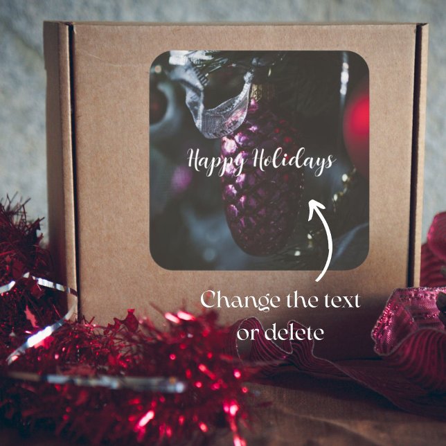 Sticker Carré Ornements de Noël en glamour foncé (Créateur téléchargé)