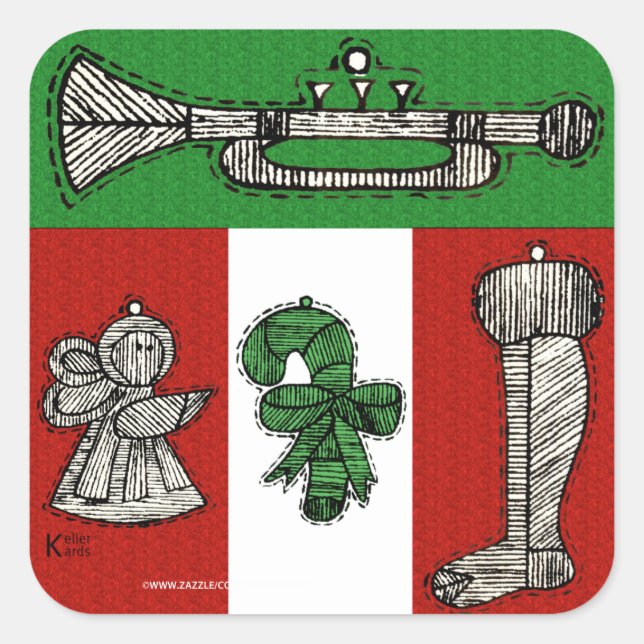 Sticker Carré Ornements vintages (Devant)